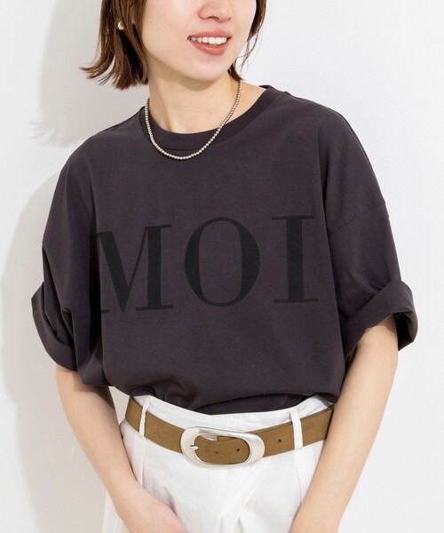 NOLLEY’S(ノーリーズ)の「ウォッシャブルMOI Tシャツ(Tシャツ/カットソー・レディース・ホワイト/ベージュ/チャコールグレー・FREE)」の3枚目の写真
