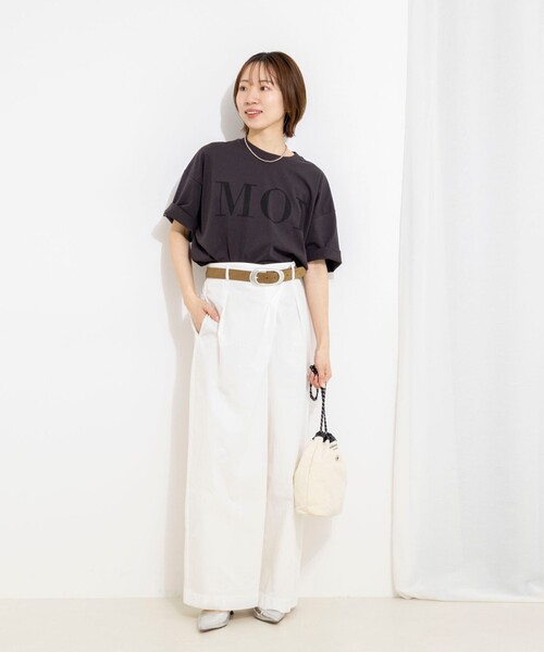 NOLLEY’S(ノーリーズ)の「ウォッシャブルMOI Tシャツ(Tシャツ/カットソー・レディース・ホワイト/ベージュ/チャコールグレー・FREE)」の4枚目の写真