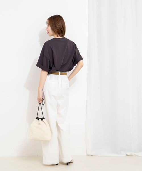 NOLLEY’S(ノーリーズ)の「ウォッシャブルMOI Tシャツ(Tシャツ/カットソー・レディース・ホワイト/ベージュ/チャコールグレー・FREE)」の5枚目の写真