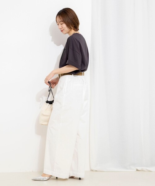 NOLLEY’S(ノーリーズ)の「ウォッシャブルMOI Tシャツ(Tシャツ/カットソー・レディース・ホワイト/ベージュ/チャコールグレー・FREE)」の6枚目の写真