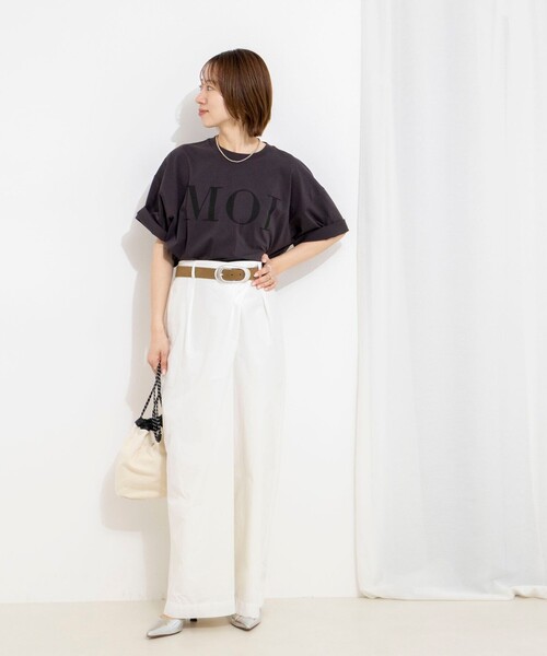 NOLLEY’S(ノーリーズ)の「ウォッシャブルMOI Tシャツ(Tシャツ/カットソー・レディース・ホワイト/ベージュ/チャコールグレー・FREE)」の7枚目の写真