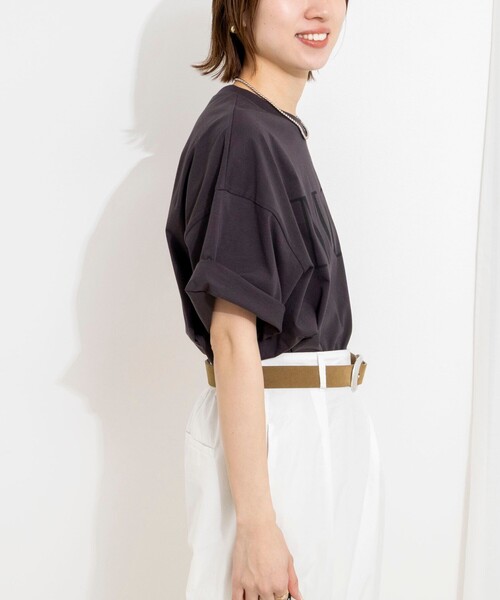 NOLLEY’S(ノーリーズ)の「ウォッシャブルMOI Tシャツ(Tシャツ/カットソー・レディース・ホワイト/ベージュ/チャコールグレー・FREE)」の9枚目の写真