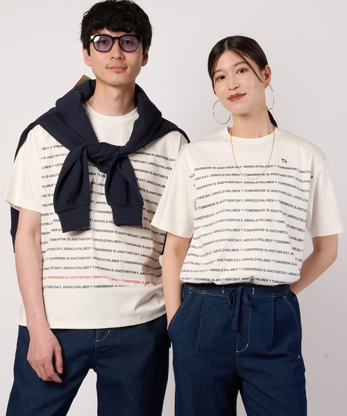 Arnold Palmer(アーノルドパーマー)の「シェア AP パネルロゴボーダー Tシャツ(Tシャツ/カットソー・レディース・ベージュ/ネイビー/ホワイト・XS/S/M/L/LL)」の2枚目の写真