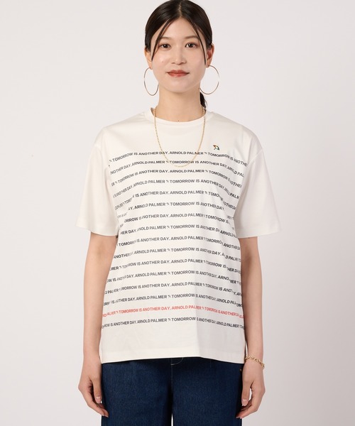 Arnold Palmer(アーノルドパーマー)の「シェア AP パネルロゴボーダー Tシャツ(Tシャツ/カットソー・レディース・ベージュ/ネイビー/ホワイト・XS/S/M/L/LL)」の15枚目の写真