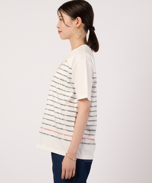 Arnold Palmer(アーノルドパーマー)の「シェア AP パネルロゴボーダー Tシャツ(Tシャツ/カットソー・レディース・ベージュ/ネイビー/ホワイト・XS/S/M/L/LL)」の16枚目の写真