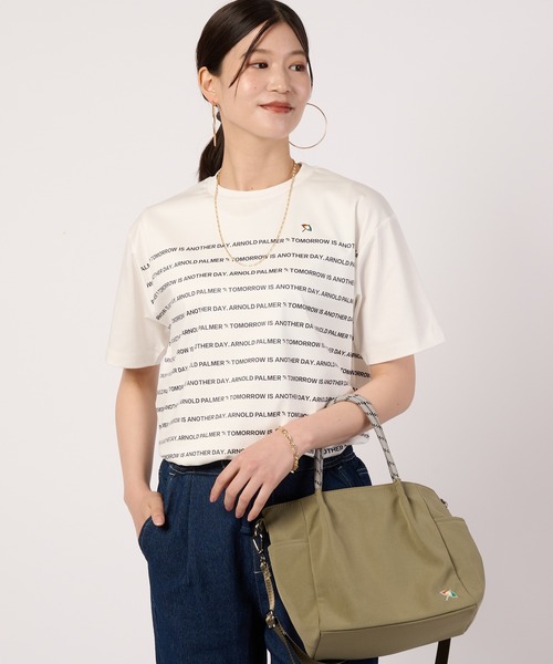 Arnold Palmer(アーノルドパーマー)の「シェア AP パネルロゴボーダー Tシャツ(Tシャツ/カットソー・レディース・ベージュ/ネイビー/ホワイト・XS/S/M/L/LL)」の5枚目の写真