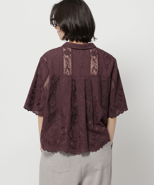 niko and...(ニコアンド)の「クラフト刺繍開襟シャツ(シャツ/ブラウス・レディース・オフホワイト/ブラック/ダークブラウン・FREE)」の4枚目の写真