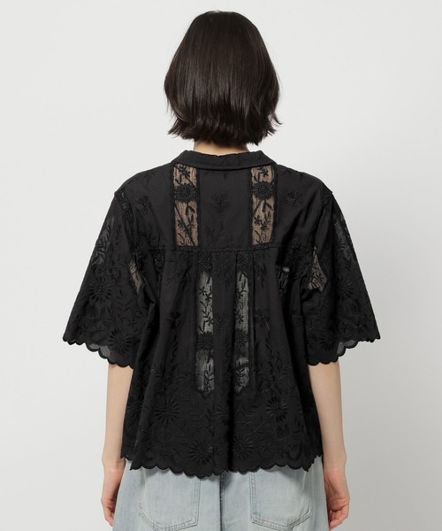 niko and...(ニコアンド)の「クラフト刺繍開襟シャツ(シャツ/ブラウス・レディース・オフホワイト/ブラック/ダークブラウン・FREE)」の7枚目の写真