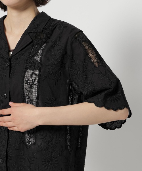 niko and...(ニコアンド)の「クラフト刺繍開襟シャツ(シャツ/ブラウス・レディース・オフホワイト/ブラック/ダークブラウン・FREE)」の10枚目の写真
