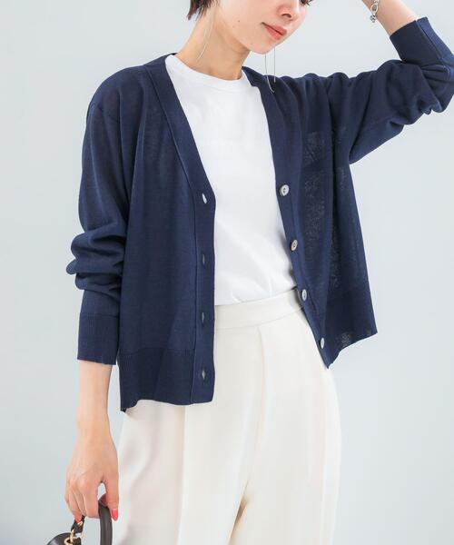 URBAN RESEARCH ROSSO WOMEN（アーバンリサーチ　ロッソ）の「リネン混セミシアーカーディガン（カーディガン/ボレロ・レディース・ライトグレー/ネイビー/オレンジ系その他・FREE）」の22枚目の写真