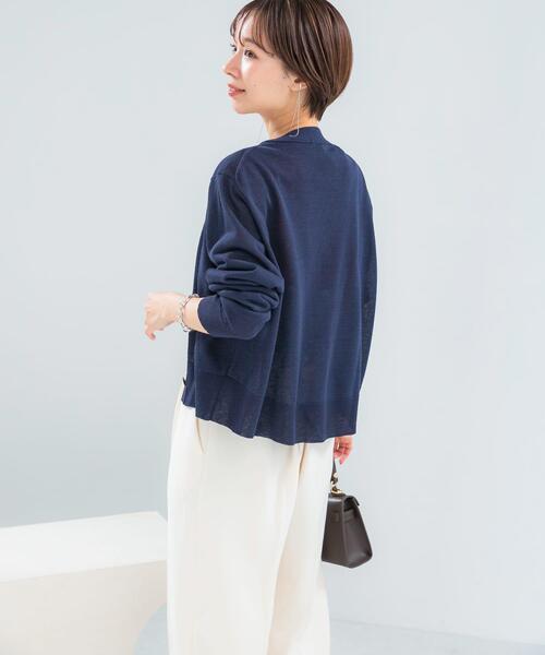 URBAN RESEARCH ROSSO WOMEN（アーバンリサーチ　ロッソ）の「リネン混セミシアーカーディガン（カーディガン/ボレロ・レディース・ライトグレー/ネイビー/オレンジ系その他・FREE）」の21枚目の写真
