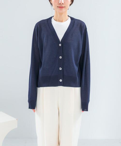 URBAN RESEARCH ROSSO WOMEN（アーバンリサーチ　ロッソ）の「リネン混セミシアーカーディガン（カーディガン/ボレロ・レディース・ライトグレー/ネイビー/オレンジ系その他・FREE）」の19枚目の写真