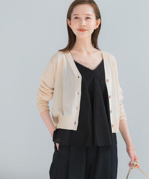 URBAN RESEARCH ROSSO WOMEN（アーバンリサーチ　ロッソ）の「リネン混セミシアーカーディガン（カーディガン/ボレロ・レディース・ライトグレー/ネイビー/オレンジ系その他・FREE）」の9枚目の写真