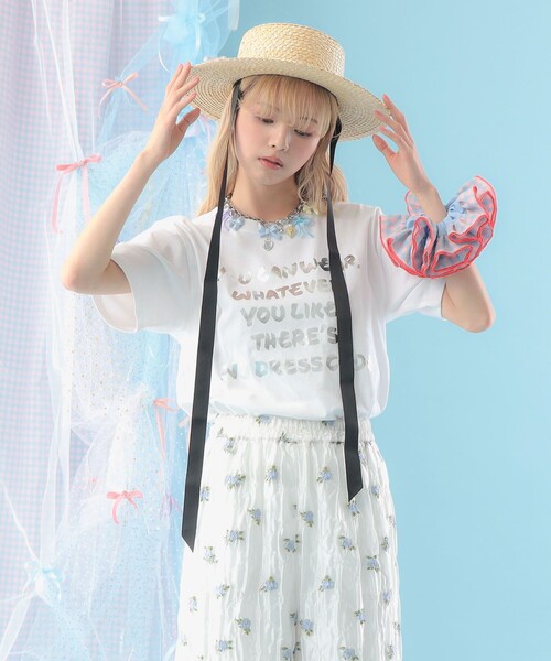 CAROLINA GLASER(カロリナ グレイサー)の「メッセージ Tシャツ 旅行 主役トップス 映え 大人ガーリー(Tシャツ/カットソー・レディース・ホワイト/ブラック・MEDIUM/SMALL)」の1枚目の写真
