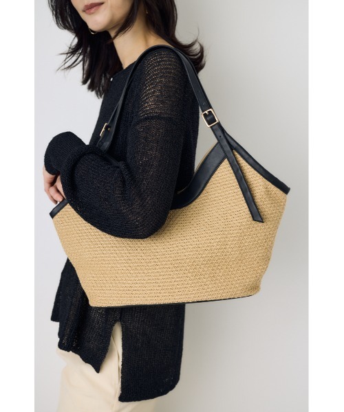 AZUL by moussy(アズールバイマウジー)の「フェイクレザーパイピング雑材トートバッグ(ショルダーバッグ・レディース・キャメル/ブラック・FREE)」の18枚目の写真