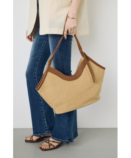 AZUL by moussy(アズールバイマウジー)の「フェイクレザーパイピング雑材トートバッグ(ショルダーバッグ・レディース・キャメル/ブラック・FREE)」の7枚目の写真
