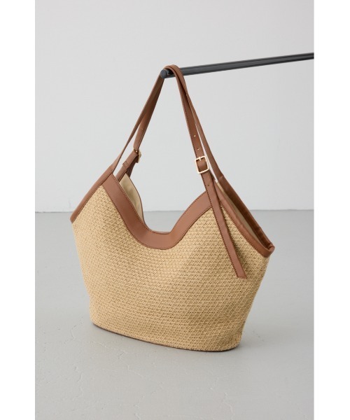 AZUL by moussy(アズールバイマウジー)の「フェイクレザーパイピング雑材トートバッグ(ショルダーバッグ・レディース・キャメル/ブラック・FREE)」の13枚目の写真