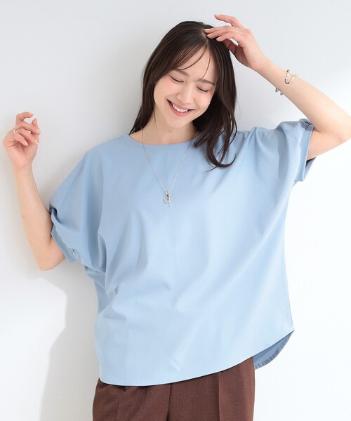 SHOO・LA・RUE(シューラルー)の「【ひんやり/洗濯後しわになりにくい】インせず着られる さらっとタッチのドルマンブラウス(シャツ/ブラウス・レディース・ネイビー/ベビーピンク/イエロー系その他/ブルー/グレー/オフホワイト・00)」の18枚目の写真
