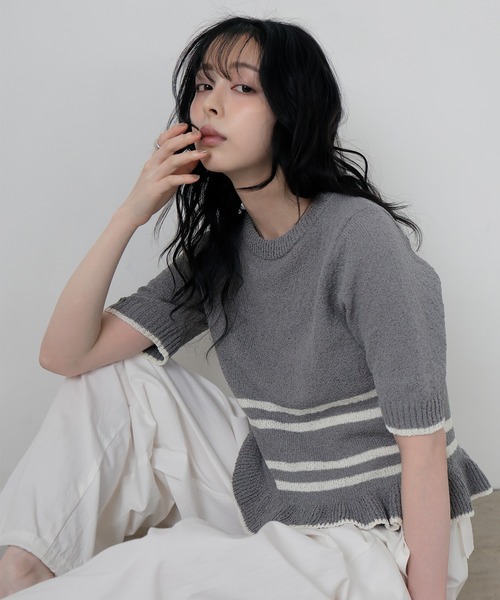 Border frill hem knit — вязаный низ с оборками