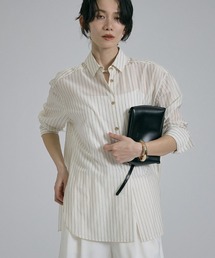 qualite | ラメストライプシャツ 春服 夏服 オフィスカジュアル 羽織り きれいめ(シャツ/ブラウス)