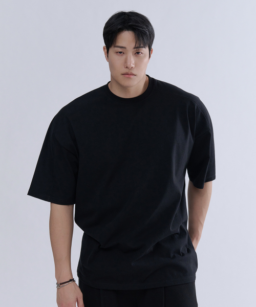 NINEZ（ナインゼット）の「Z3 コットン切り替えオーバーサイズTシャツ (3色)（Tシャツ/カットソー・メンズ・ホワイト/ブラック/カーキ・MEDIUM/LARGE/X-LARGE/2XL）」の4枚目の写真