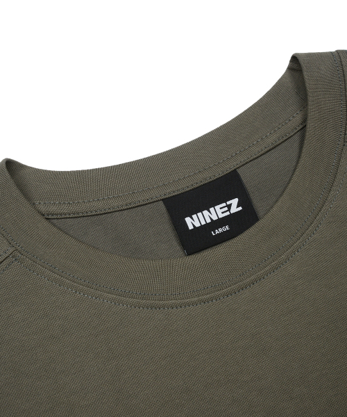 NINEZ（ナインゼット）の「Z3 コットン切り替えオーバーサイズTシャツ (3色)（Tシャツ/カットソー・メンズ・ホワイト/ブラック/カーキ・MEDIUM/LARGE/X-LARGE/2XL）」の9枚目の写真