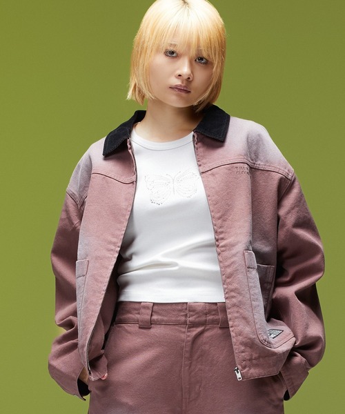 X-girl(エックスガール)の「FADED WORK JACKET(その他アウター・レディース・ブラウン/チャコール・S/M)」の2枚目の写真