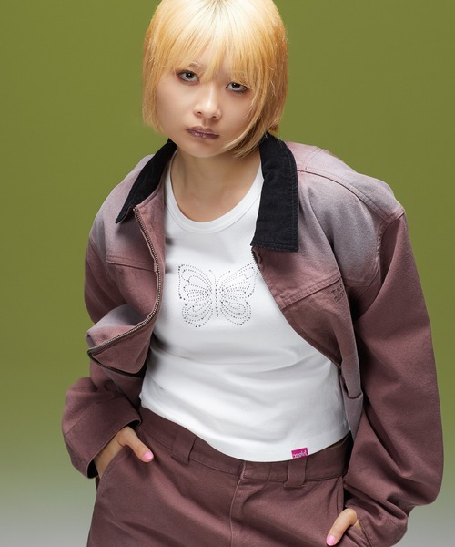 X-girl(エックスガール)の「FADED WORK JACKET(その他アウター・レディース・ブラウン/チャコール・S/M)」の3枚目の写真