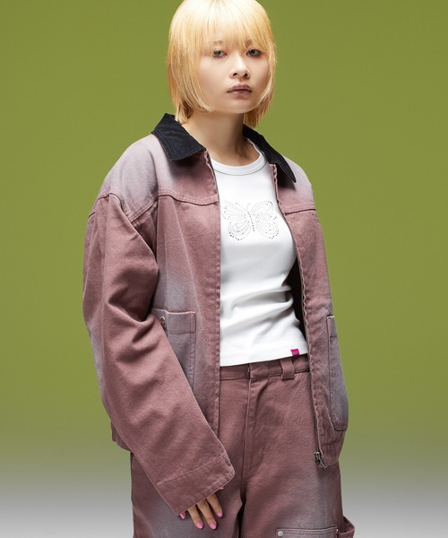 X-girl(エックスガール)の「FADED WORK JACKET(その他アウター・レディース・ブラウン/チャコール・S/M)」の4枚目の写真