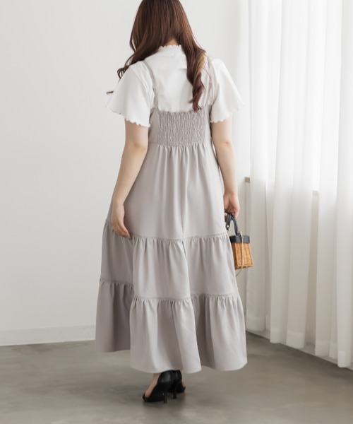 CLETTE(クレット)の「CLETTEオリジナルレース使いティアードキャミワンピース(ワンピース・レディース・チャコールグレー/ブルー/グレイッシュベージュ・4L/3L/LL)」の9枚目の写真