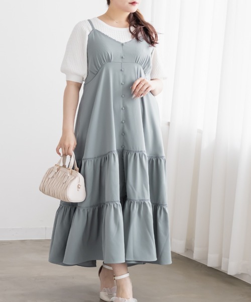 CLETTE(クレット)の「CLETTEオリジナルレース使いティアードキャミワンピース(ワンピース・レディース・チャコールグレー/ブルー/グレイッシュベージュ・4L/3L/LL)」の10枚目の写真