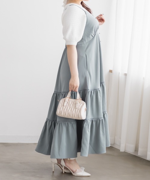 CLETTE(クレット)の「CLETTEオリジナルレース使いティアードキャミワンピース(ワンピース・レディース・チャコールグレー/ブルー/グレイッシュベージュ・4L/3L/LL)」の12枚目の写真