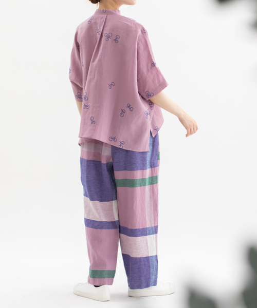 nop de nod(ノップドゥノッド)の「リネンパネルチェックPommeボリュームパンツ(その他パンツ・レディース・グレー/ブラウン/ピンク・3)」の13枚目の写真