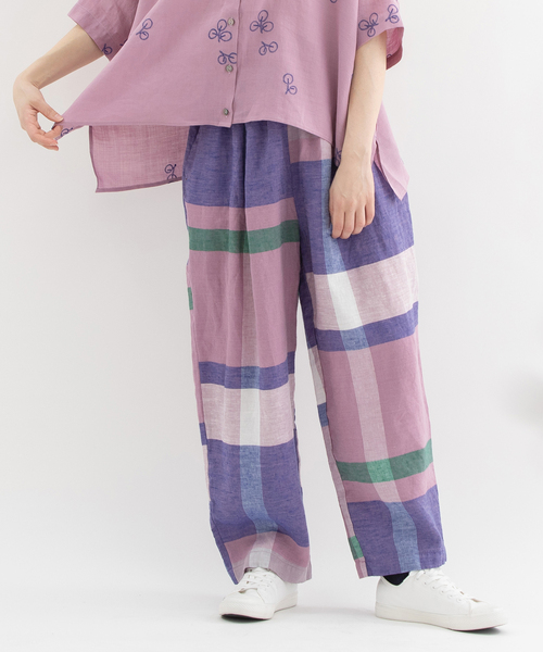 nop de nod(ノップドゥノッド)の「リネンパネルチェックPommeボリュームパンツ(その他パンツ・レディース・グレー/ブラウン/ピンク・3)」の14枚目の写真