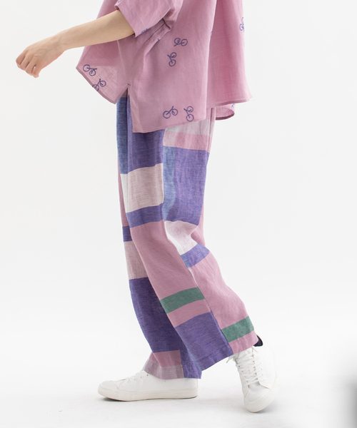 nop de nod(ノップドゥノッド)の「リネンパネルチェックPommeボリュームパンツ(その他パンツ・レディース・グレー/ブラウン/ピンク・3)」の15枚目の写真