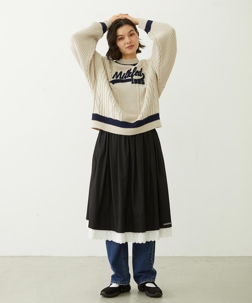 MILKFED.(ミルクフェド)の「CRICKET KNIT PATCH TOP(ニット/セーター・レディース・レッド/オフホワイト/ネイビー・ONE SIZE)」の21枚目の写真
