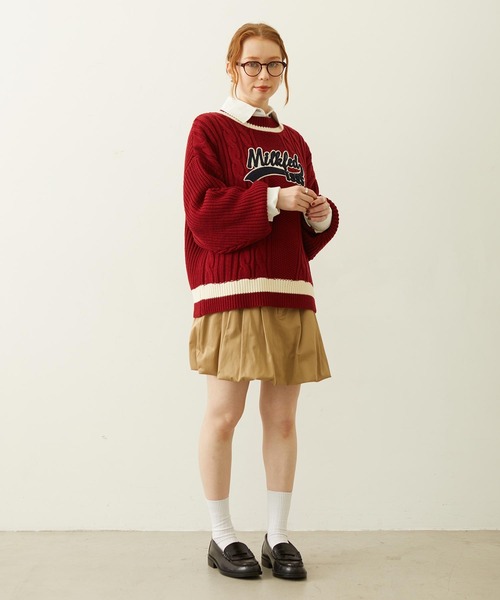 MILKFED.(ミルクフェド)の「CRICKET KNIT PATCH TOP(ニット/セーター・レディース・レッド/オフホワイト/ネイビー・ONE SIZE)」の10枚目の写真