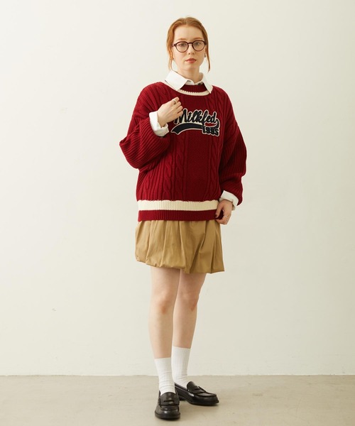 MILKFED.(ミルクフェド)の「CRICKET KNIT PATCH TOP(ニット/セーター・レディース・レッド/オフホワイト/ネイビー・ONE SIZE)」の12枚目の写真