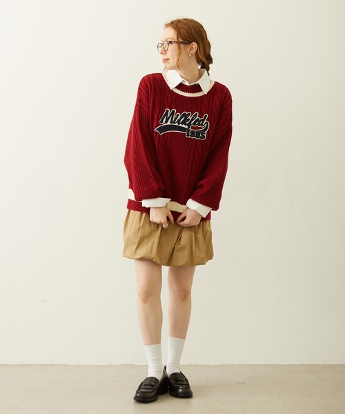 MILKFED.(ミルクフェド)の「CRICKET KNIT PATCH TOP(ニット/セーター・レディース・レッド/オフホワイト/ネイビー・ONE SIZE)」の13枚目の写真