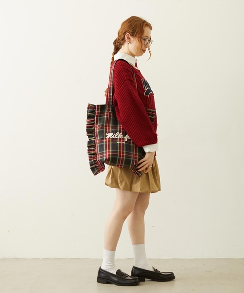 MILKFED.(ミルクフェド)の「CRICKET KNIT PATCH TOP(ニット/セーター・レディース・レッド/オフホワイト/ネイビー・ONE SIZE)」の14枚目の写真