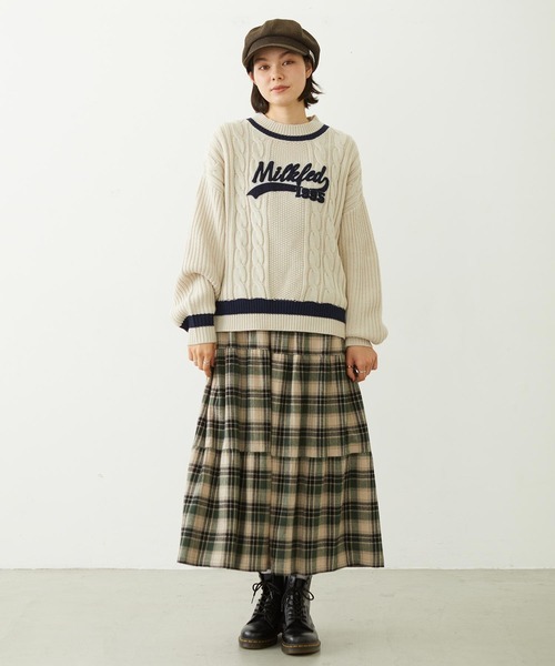 MILKFED.(ミルクフェド)の「CRICKET KNIT PATCH TOP(ニット/セーター・レディース・レッド/オフホワイト/ネイビー・ONE SIZE)」の17枚目の写真