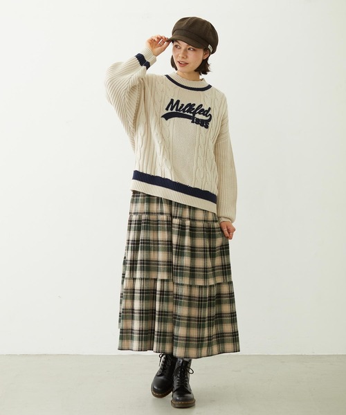 MILKFED.(ミルクフェド)の「CRICKET KNIT PATCH TOP(ニット/セーター・レディース・レッド/オフホワイト/ネイビー・ONE SIZE)」の18枚目の写真