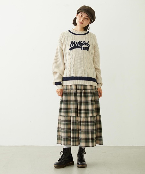 MILKFED.(ミルクフェド)の「CRICKET KNIT PATCH TOP(ニット/セーター・レディース・レッド/オフホワイト/ネイビー・ONE SIZE)」の20枚目の写真