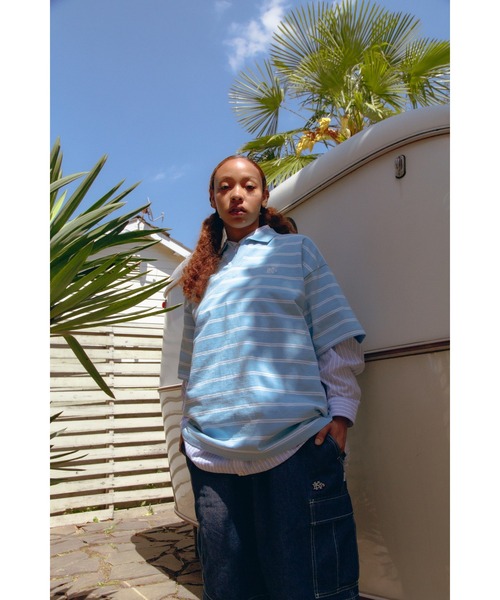 KEBOZ(ケボズ)の「EFG BORDER SKIPPER S/S POLO(ポロシャツ・メンズ・ブラウン/ホワイト/ネイビー/ブルー・L/M/XL)」の5枚目の写真