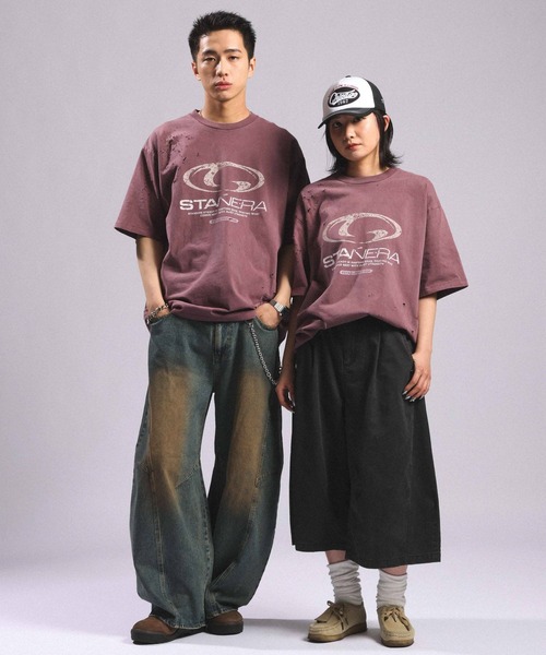 RAGEBLUE(レイジブルー)の「Pigment Damage Logo T-Shirt/ピグメント加工ダメージロゴTシャツ(Tシャツ/カットソー・メンズ・ブラック/レッド/ライトグレー・MEDIUM/LARGE)」の5枚目の写真