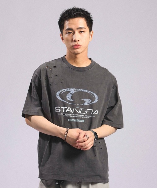 RAGEBLUE(レイジブルー)の「Pigment Damage Logo T-Shirt/ピグメント加工ダメージロゴTシャツ(Tシャツ/カットソー・メンズ・ブラック/レッド/ライトグレー・MEDIUM/LARGE)」の14枚目の写真