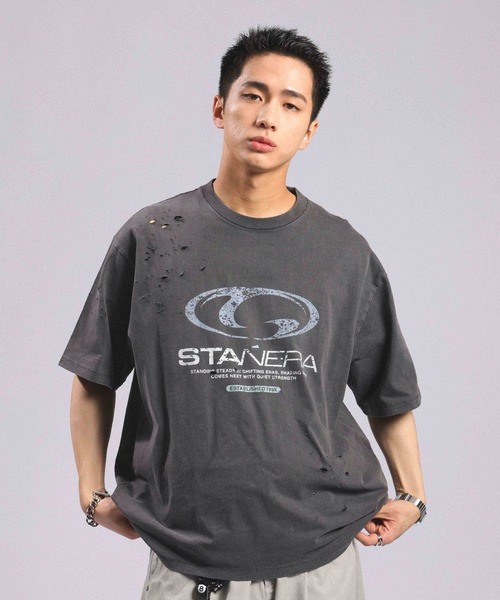 RAGEBLUE(レイジブルー)の「Pigment Damage Logo T-Shirt/ピグメント加工ダメージロゴTシャツ(Tシャツ/カットソー・メンズ・ブラック/レッド/ライトグレー・MEDIUM/LARGE)」の15枚目の写真