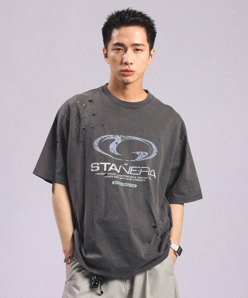 RAGEBLUE(レイジブルー)の「Pigment Damage Logo T-Shirt/ピグメント加工ダメージロゴTシャツ(Tシャツ/カットソー・メンズ・ブラック/レッド/ライトグレー・MEDIUM/LARGE)」の16枚目の写真