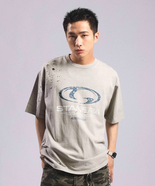RAGEBLUE(レイジブルー)の「Pigment Damage Logo T-Shirt/ピグメント加工ダメージロゴTシャツ(Tシャツ/カットソー・メンズ・ブラック/レッド/ライトグレー・MEDIUM/LARGE)」の22枚目の写真