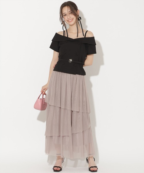WILLSELECTION(ウィルセレクション)の「アシメティアードチュールスカート(スカート・レディース・ピンク/ブラック/オフホワイト・FREE)」の3枚目の写真